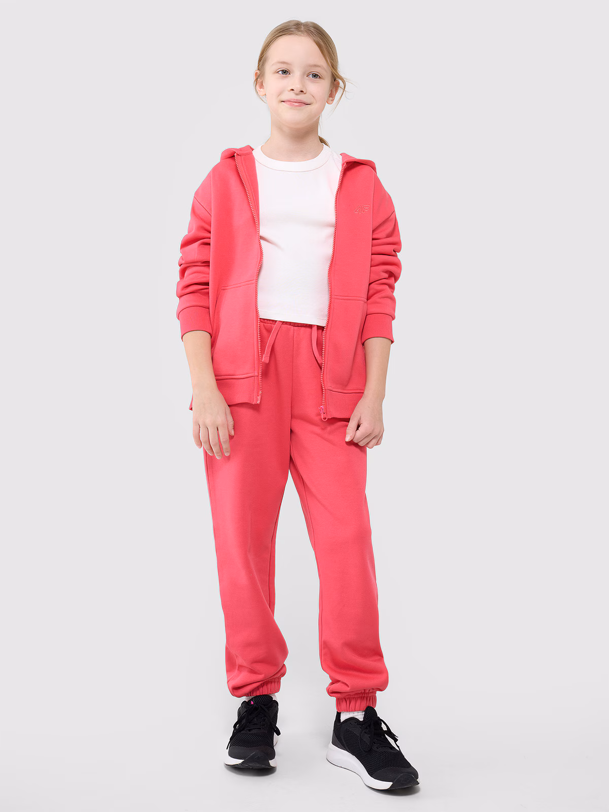 Bluza dresowa rozpinana z kapturem dziewczęca - fioletowa