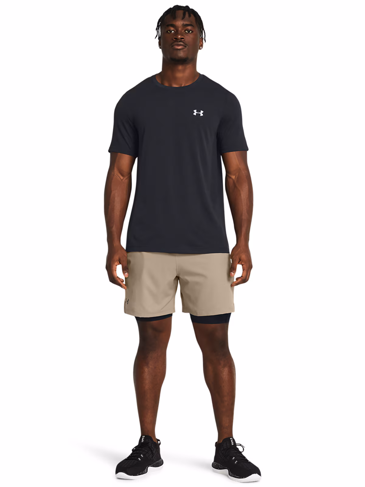 Spodenki treningowe męskie Under Armour UA Vanish Woven 2in1 Shorts - oliwkowe/khaki