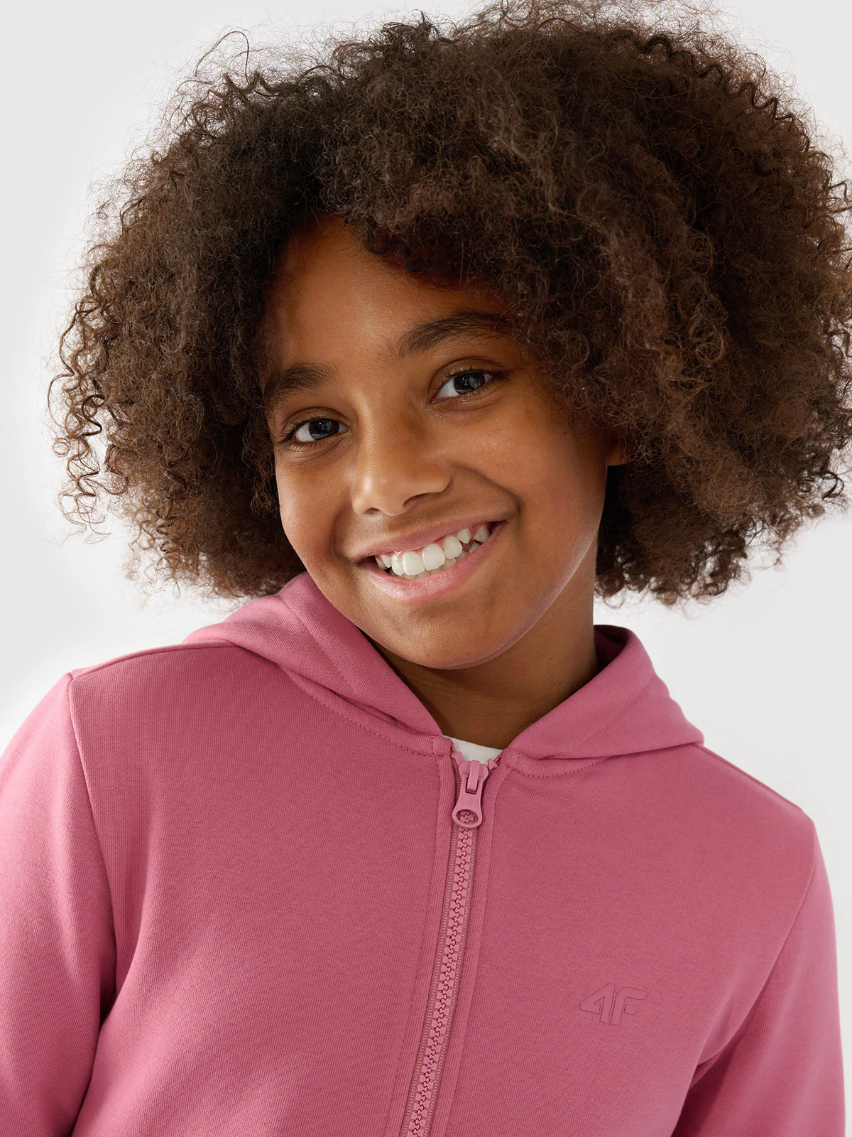 Bluza dresowa rozpinana z kapturem dziewczęca - pudrowy róż