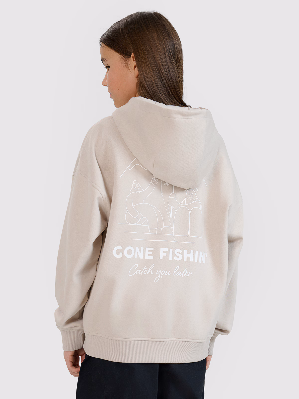 Bluza dresowa rozpinana z kapturem dziewczęca - beżowa