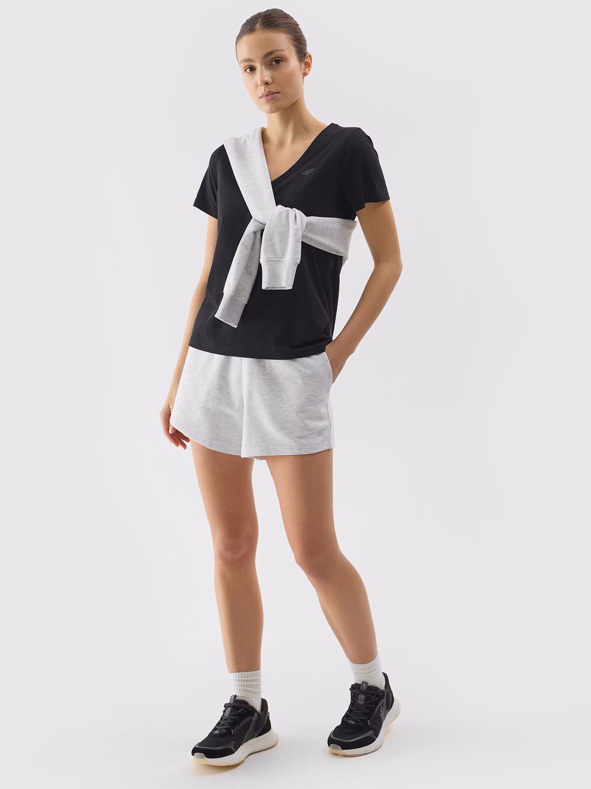 T-shirt gładki damski - czarny