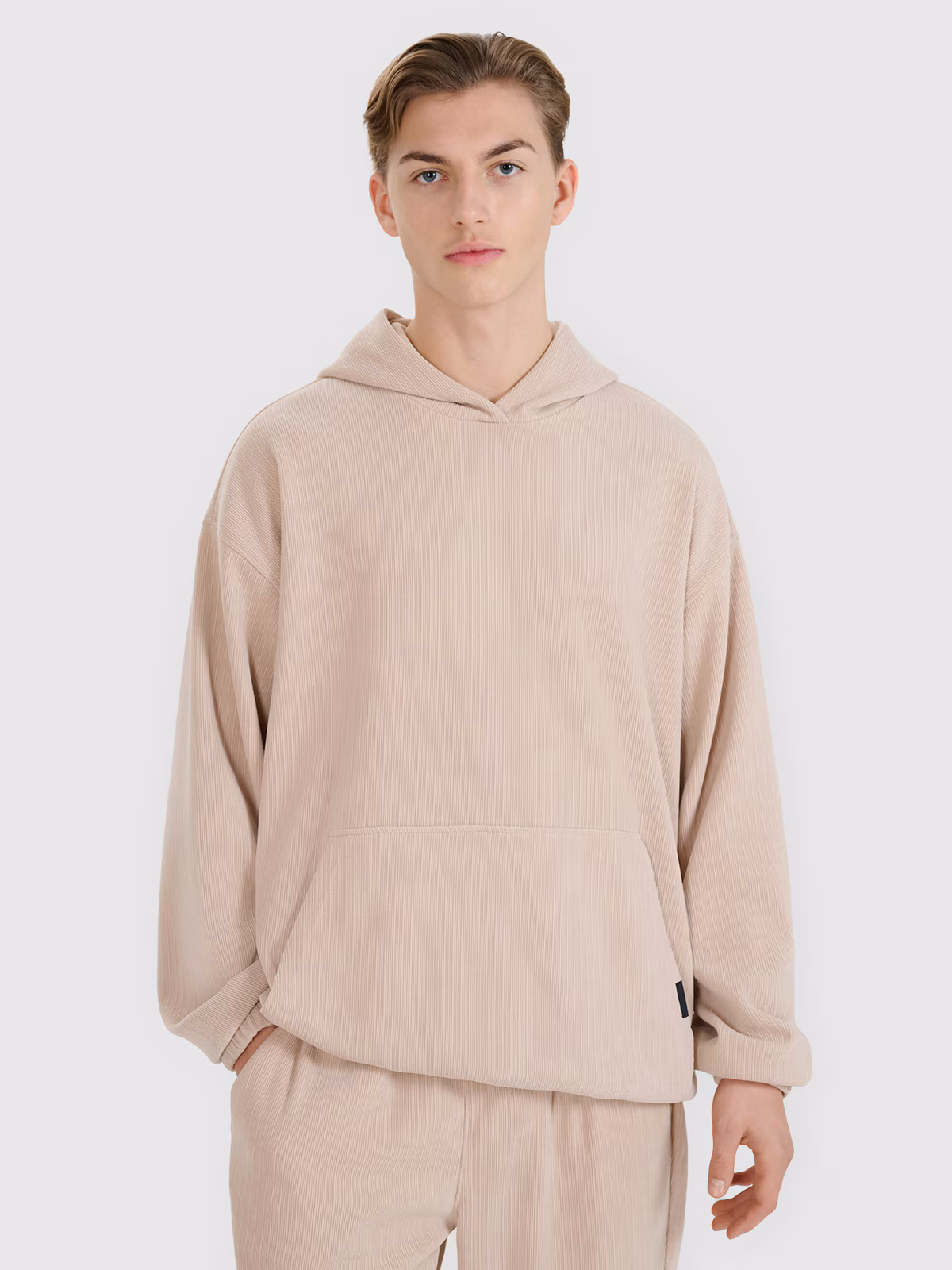 Bluza dresowa nierozpinana z kapturem męska - szara