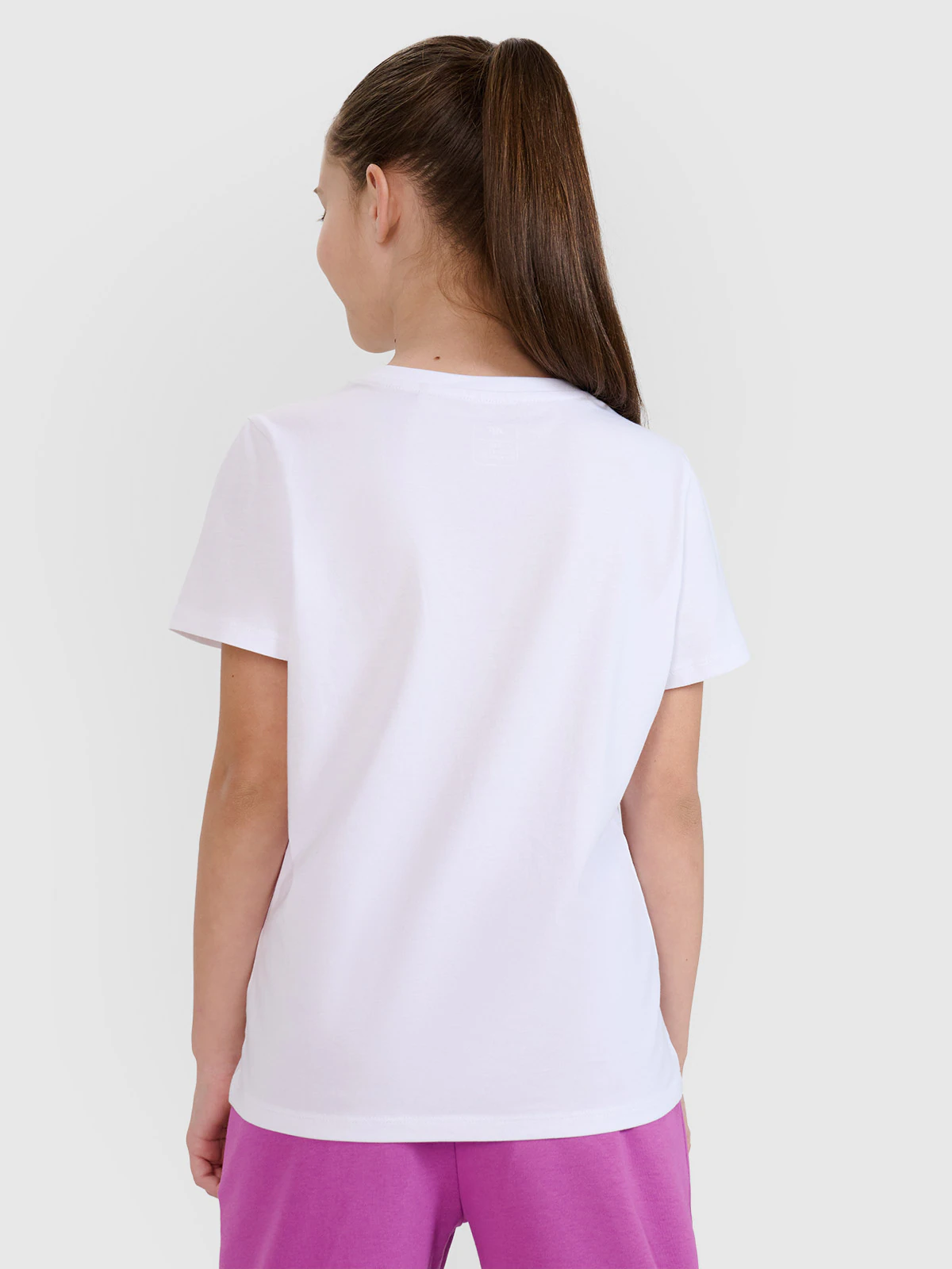 T-shirt regular gładki dziewczęcy - szary