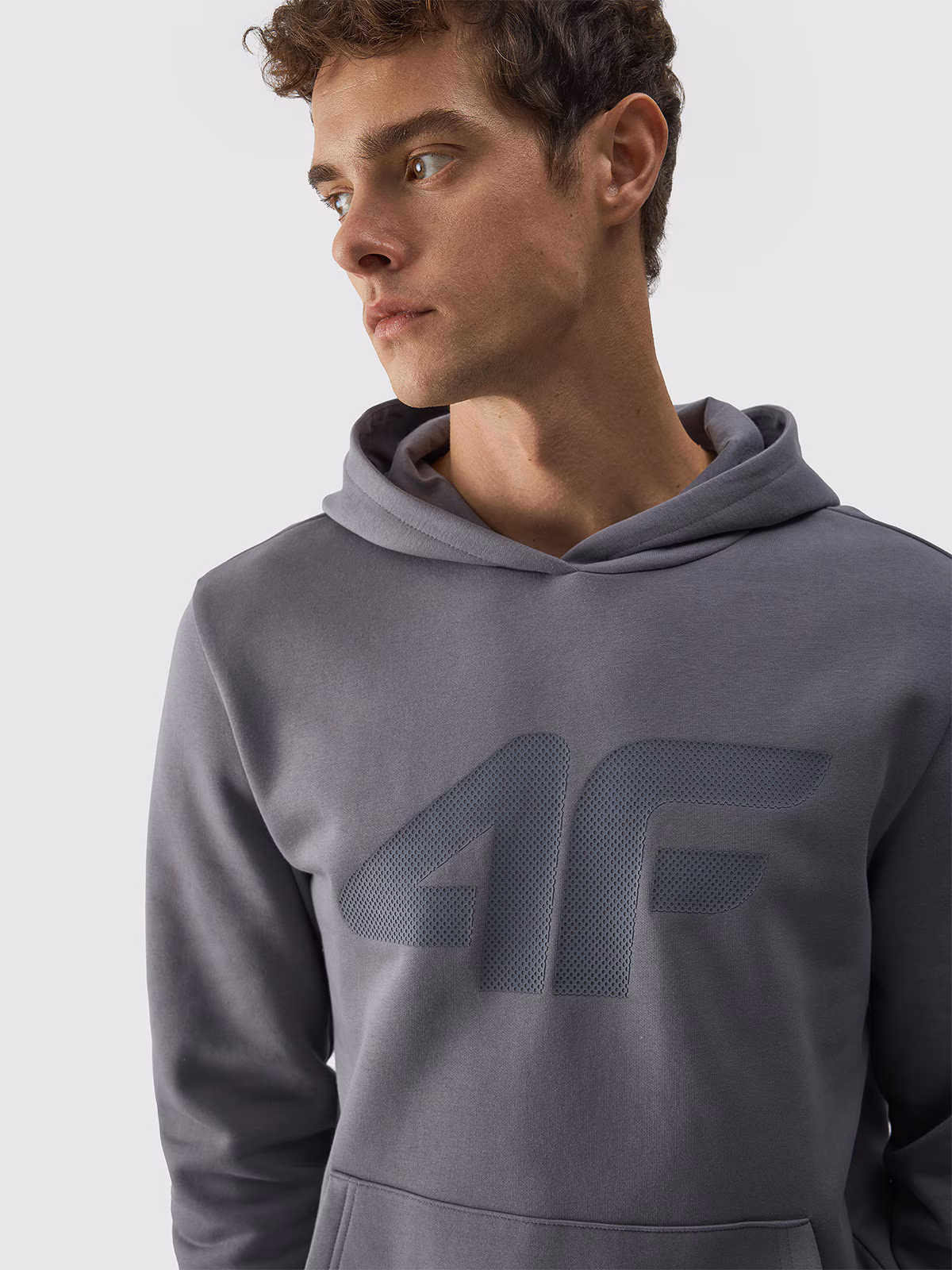 Bluza dresowa nierozpinana z kapturem męska - szara