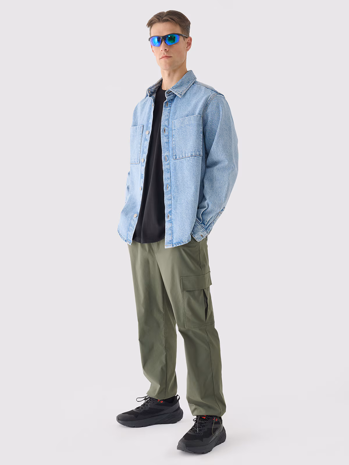 Longsleeve oversize z nadrukiem męski - czarny