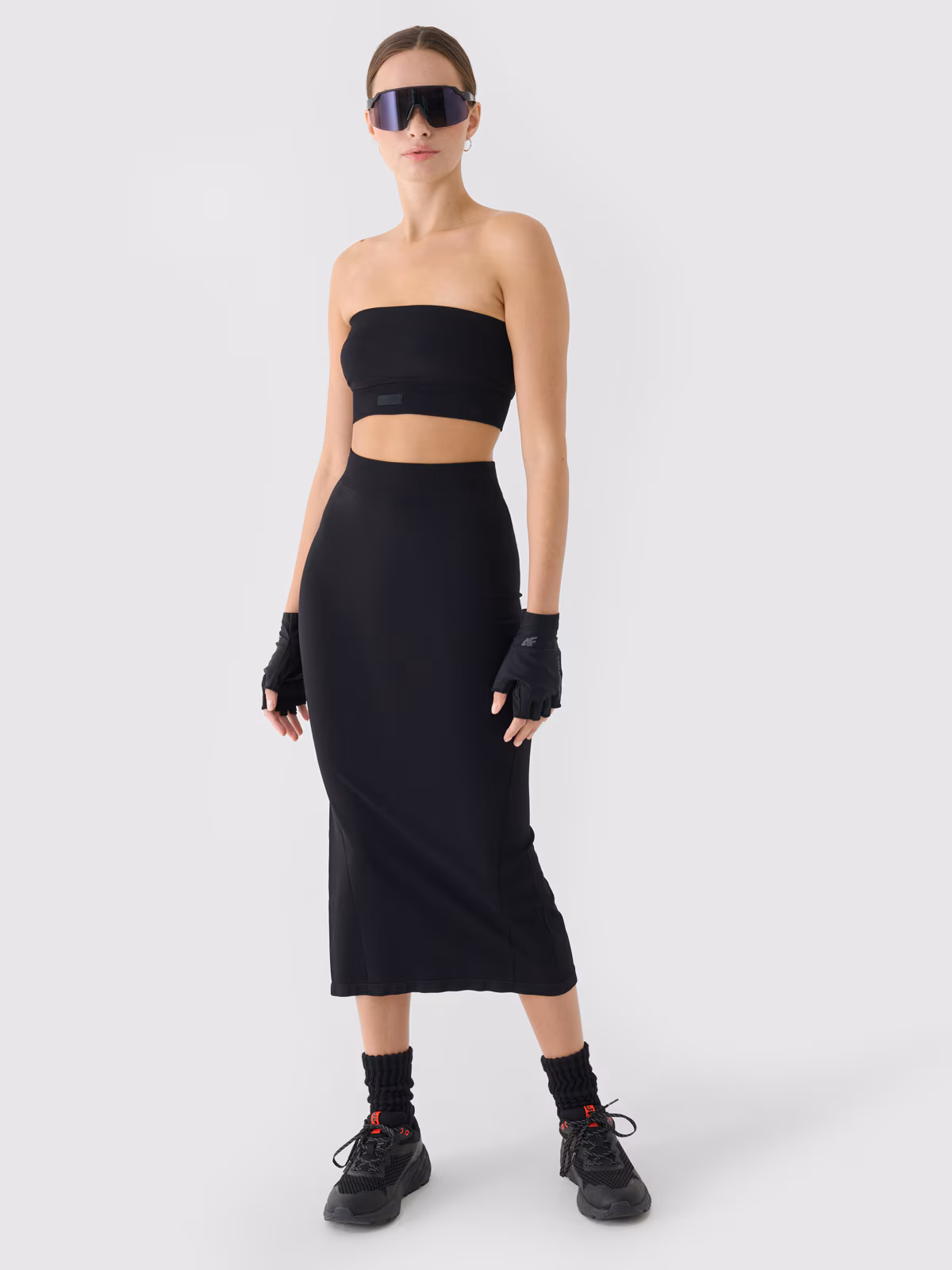 Spódnica ołówkowa z rozcięciem maxi damska - czarna