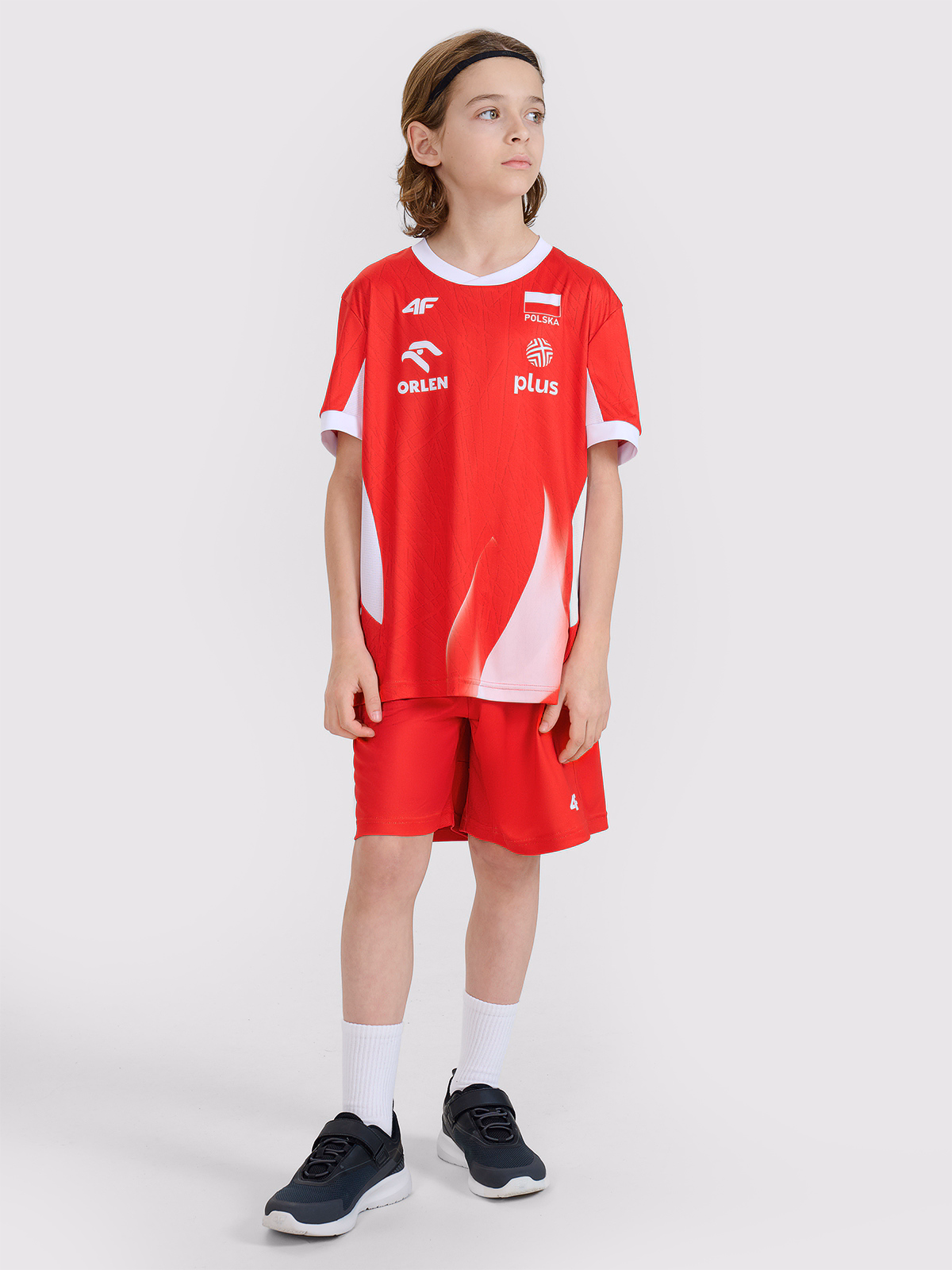 Spodenki meczowe replika dziecięce 4F x Polska Siatkówka - czerwone