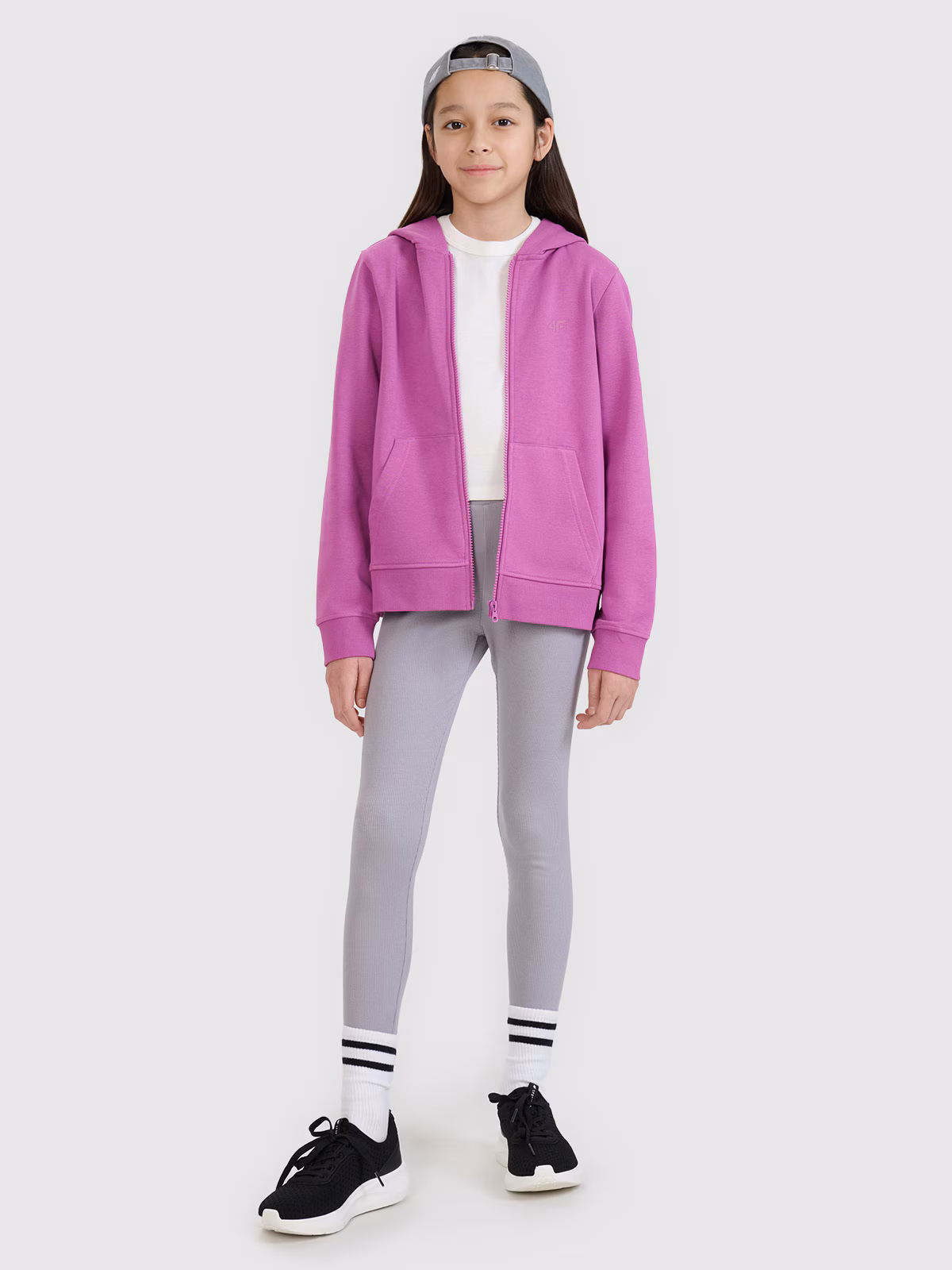 Bluza dresowa rozpinana z kapturem dziewczęca - fioletowa