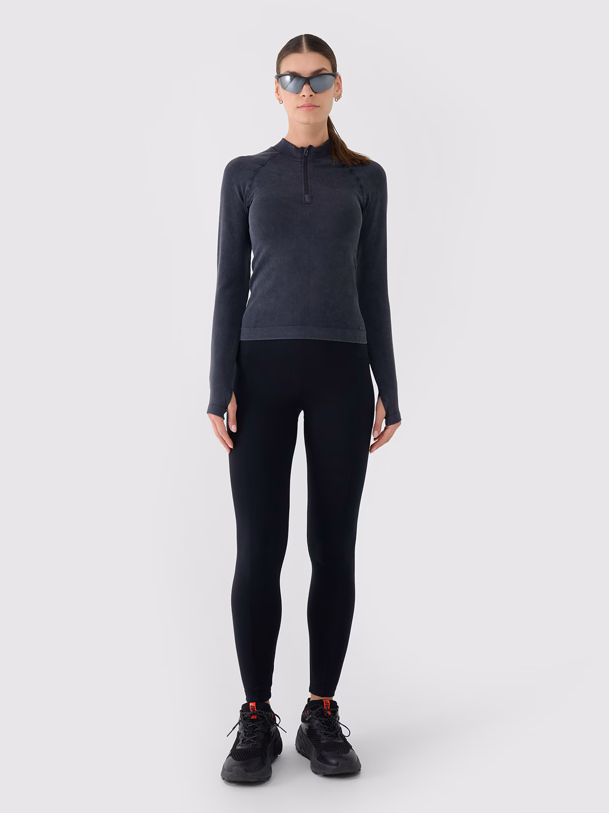 Legginsy dzianinowe z wiskozą damskie - czarne