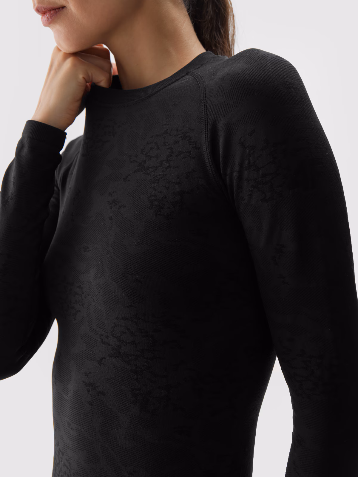 Bielizna termoaktywna bezszwowa (góra) damska - czarna