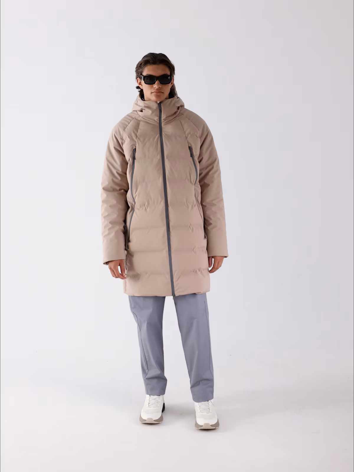 Płaszcz puchowy z syntetycznym wypełnieniem membrana 10000 męski - beżowy