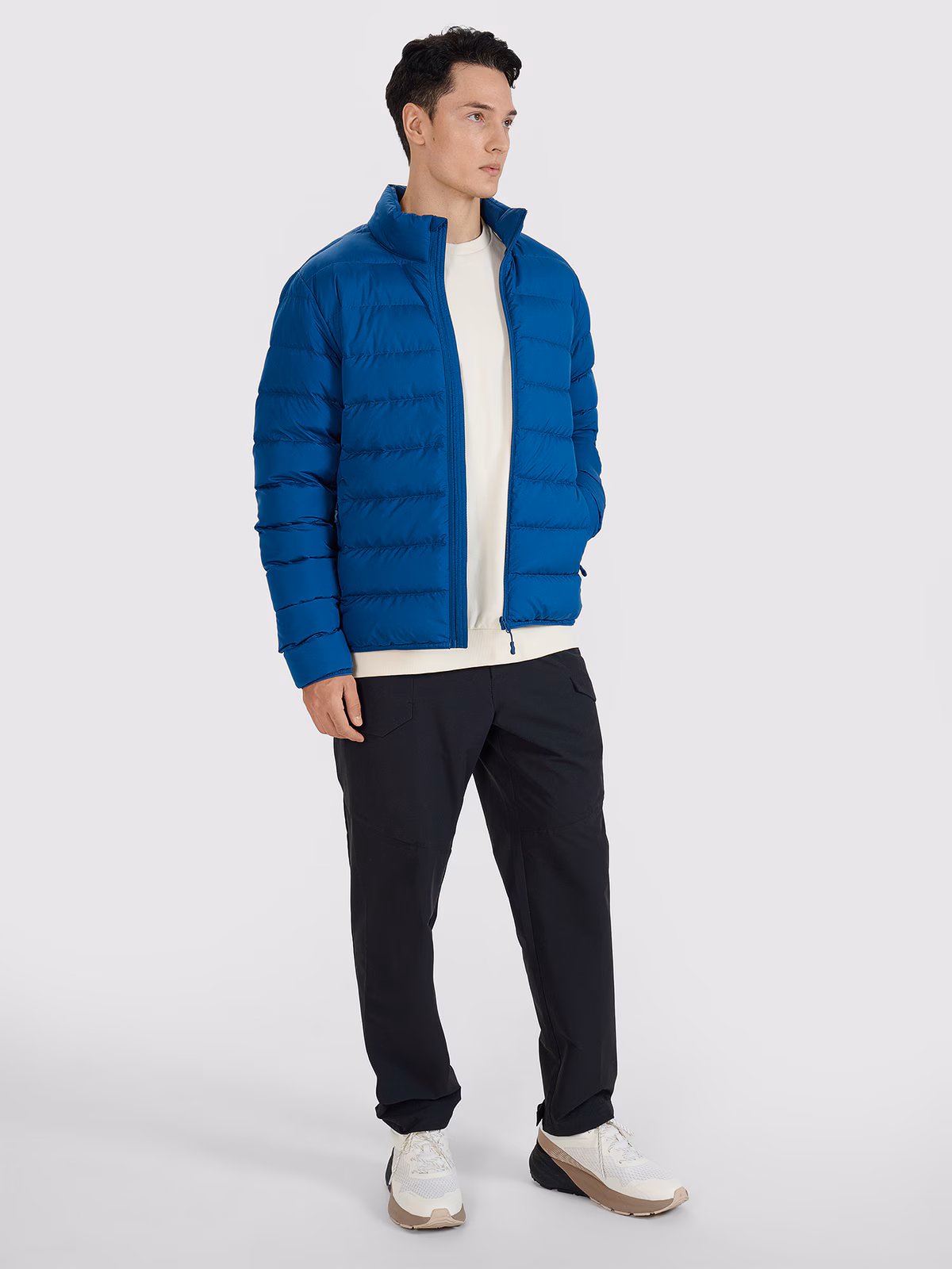 Kurtka puchowa z wypełnieniem naturalnym męska - turkusowa