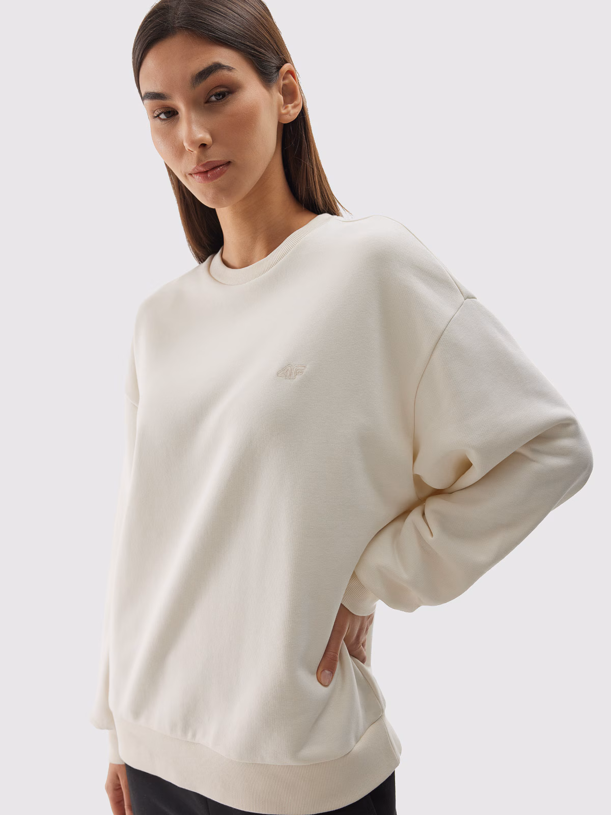 Bluza dresowa nierozpinana bez kaptura uniseks - biała