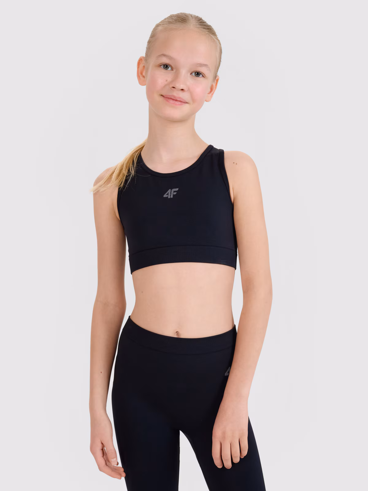 Biustonosz sportowy szybkoschnący dziewczęcy - czarny