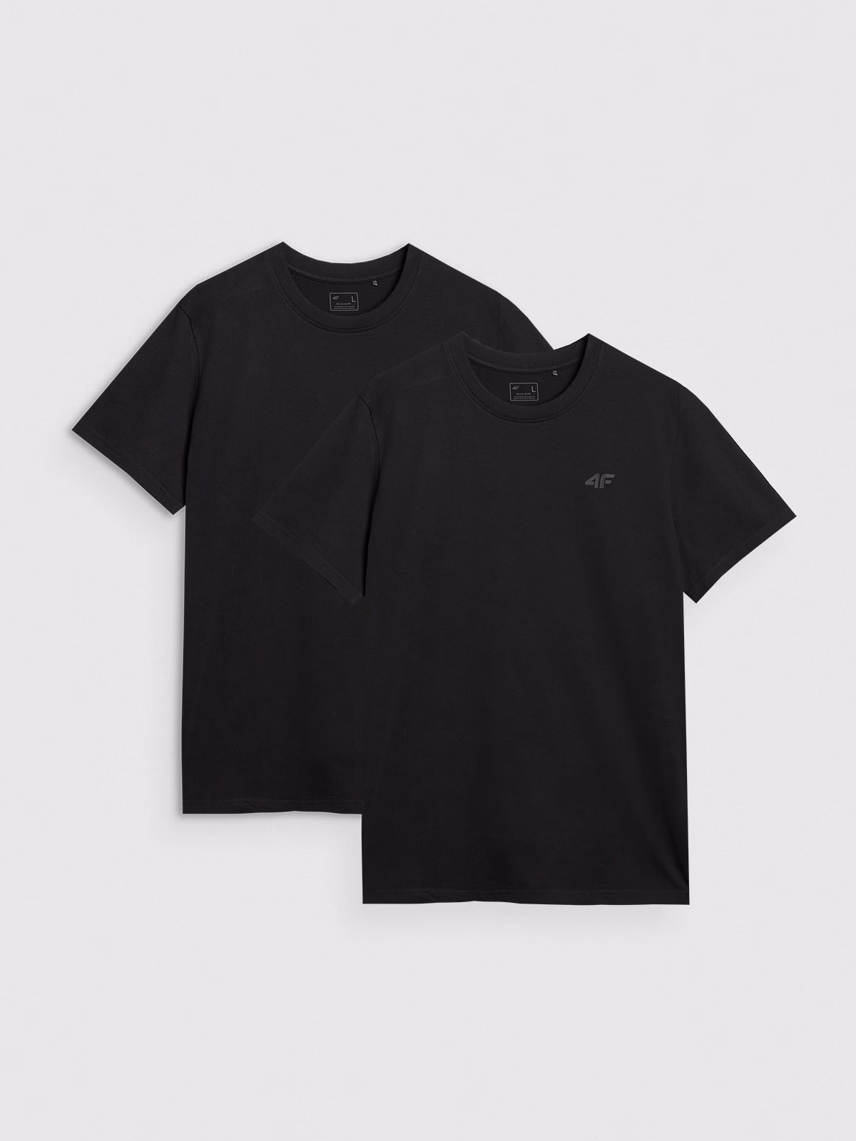T-shirt regular gładki męski (2-pack) - czarny