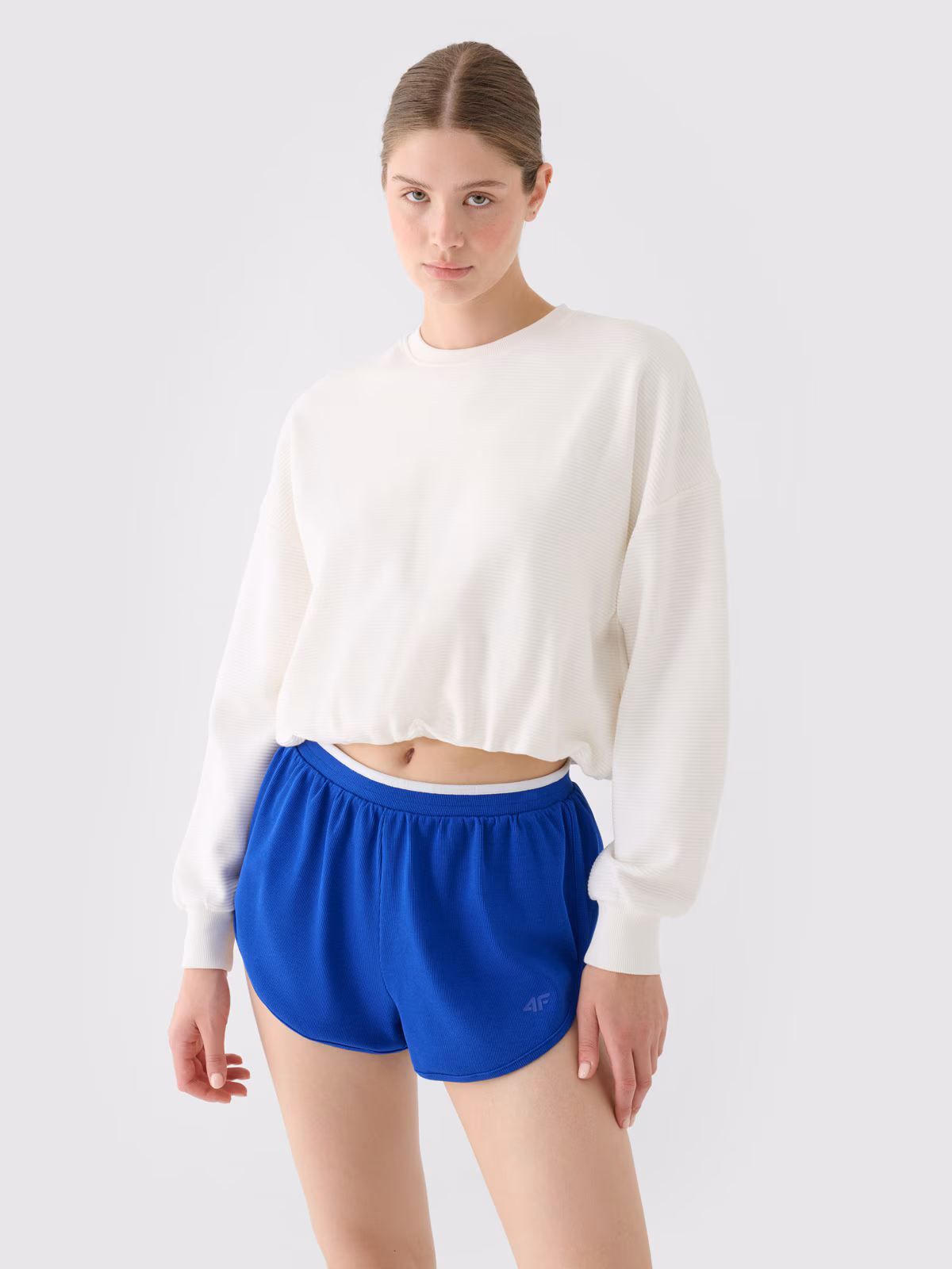 Bluza dresowa nierozpinana bez kaptura damska - niebieska