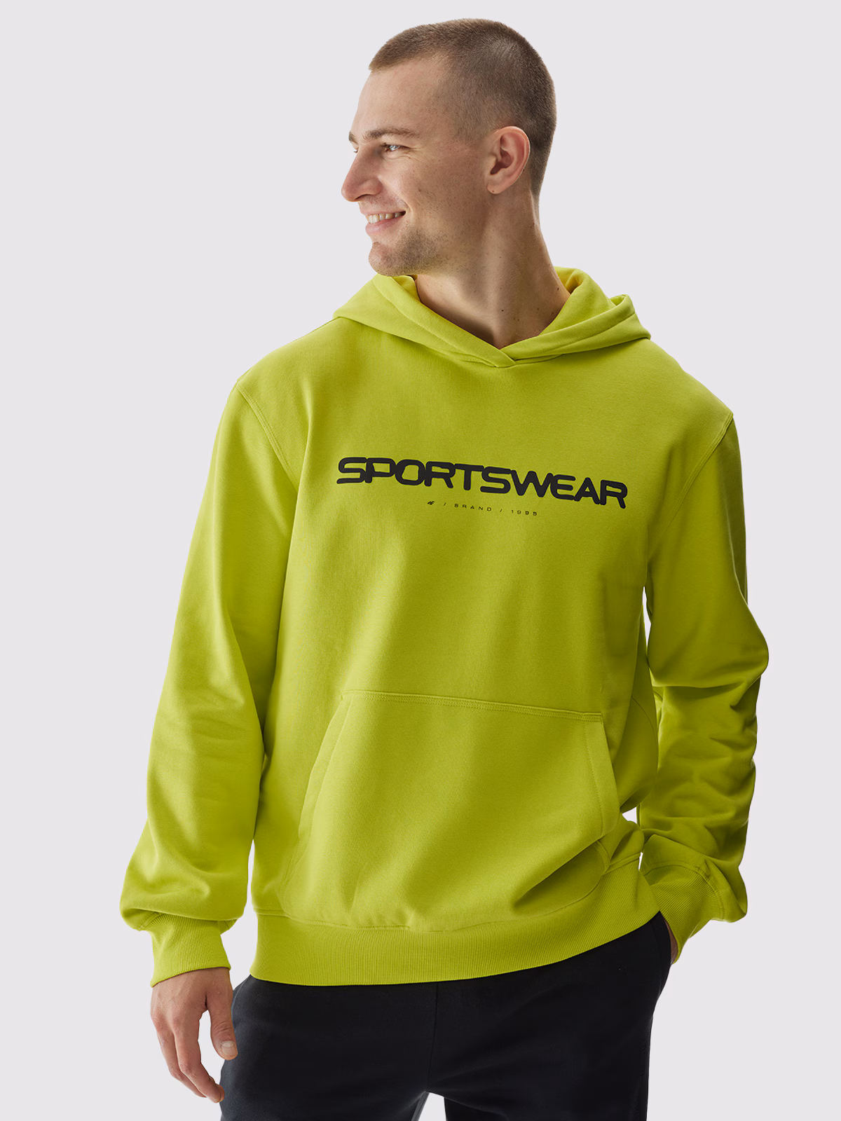Bluza dresowa nierozpinana z kapturem męska - zielona