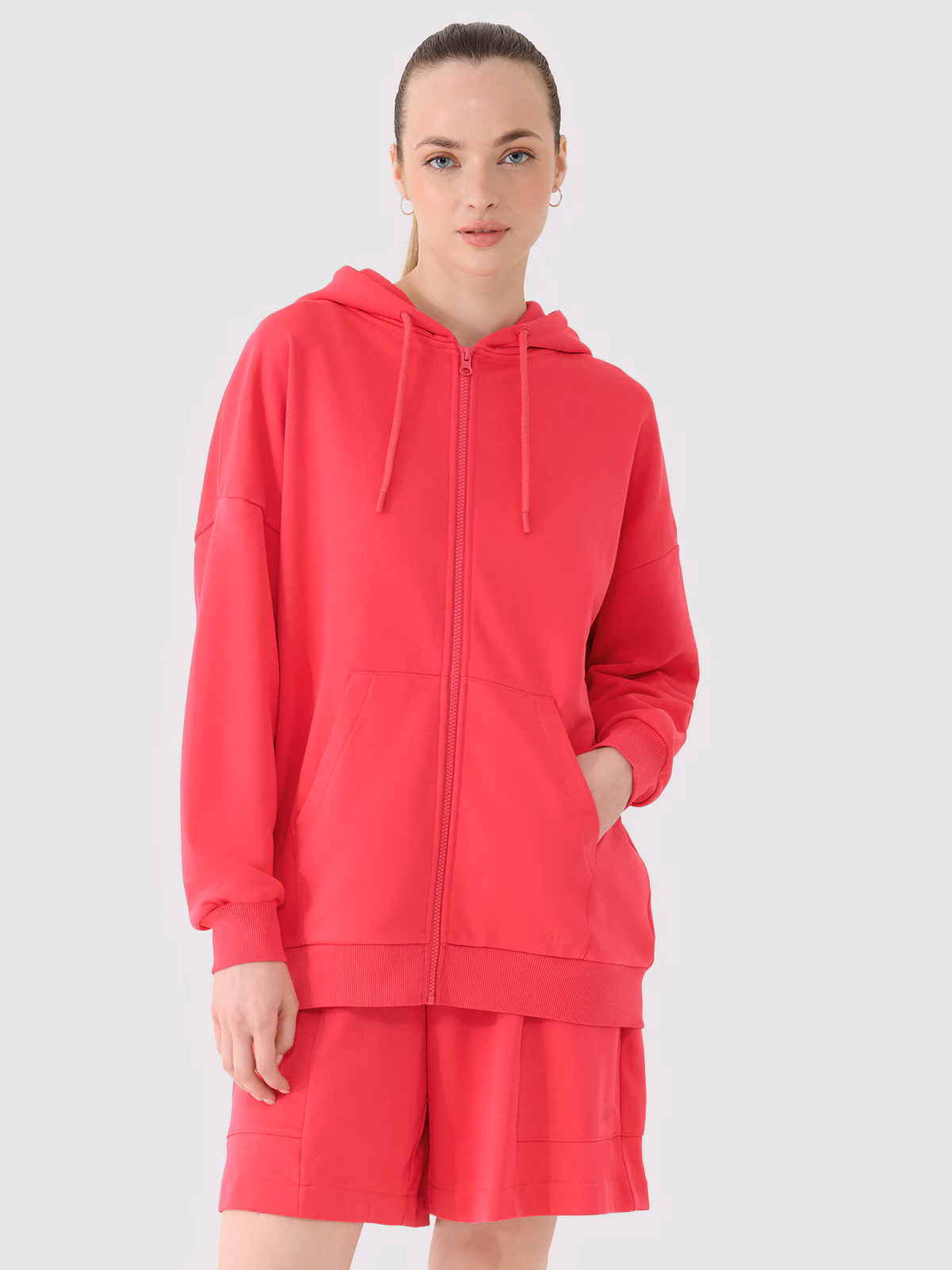 Bluza dresowa rozpinana z kapturem damska - czarna