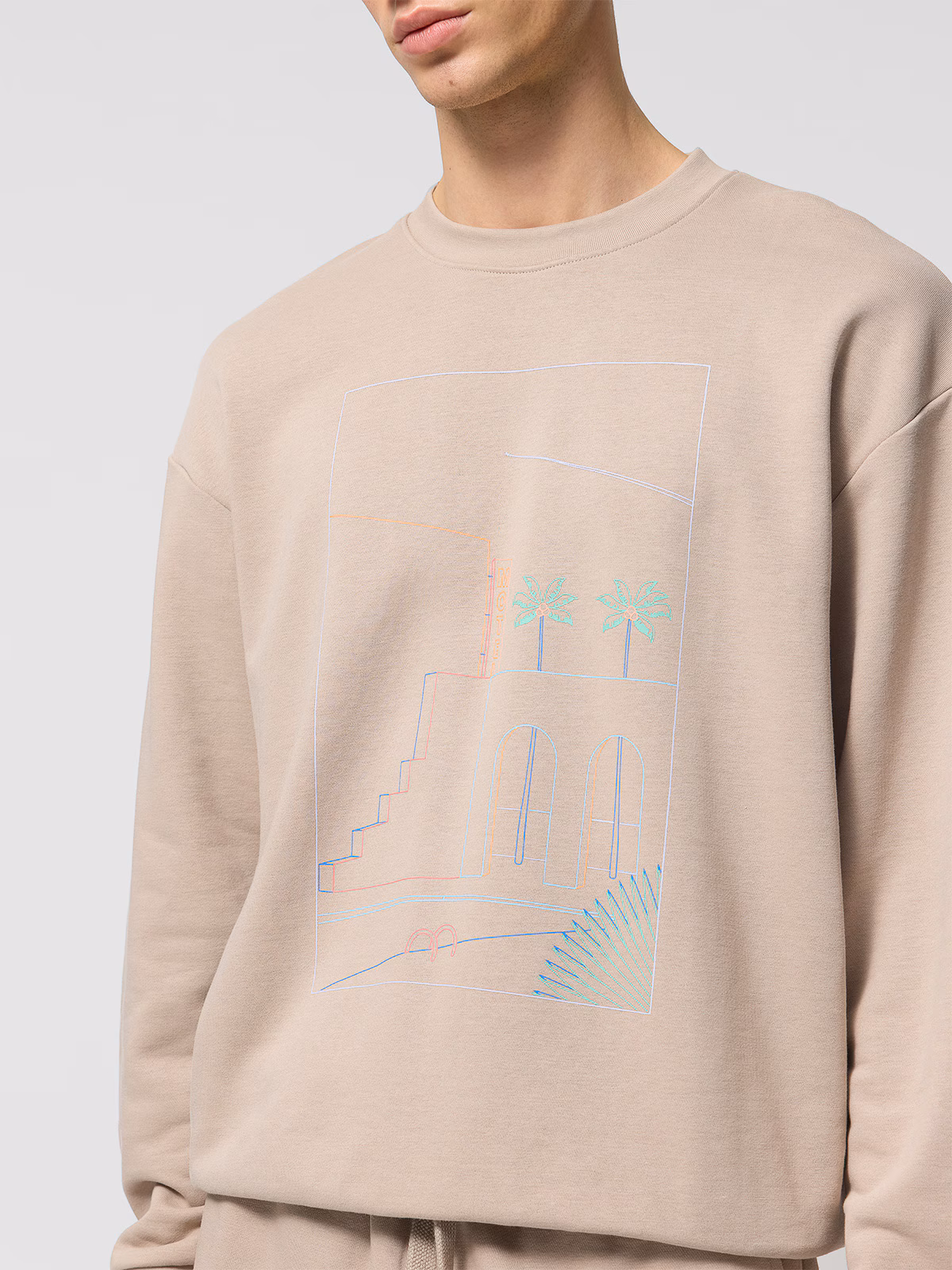 Bluza dresowa nierozpinana bez kaptura męska Outhorn - beżowa