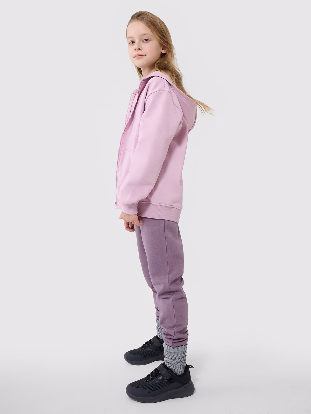 Bluza dresowa rozpinana z kapturem dziewczęca - fioletowa