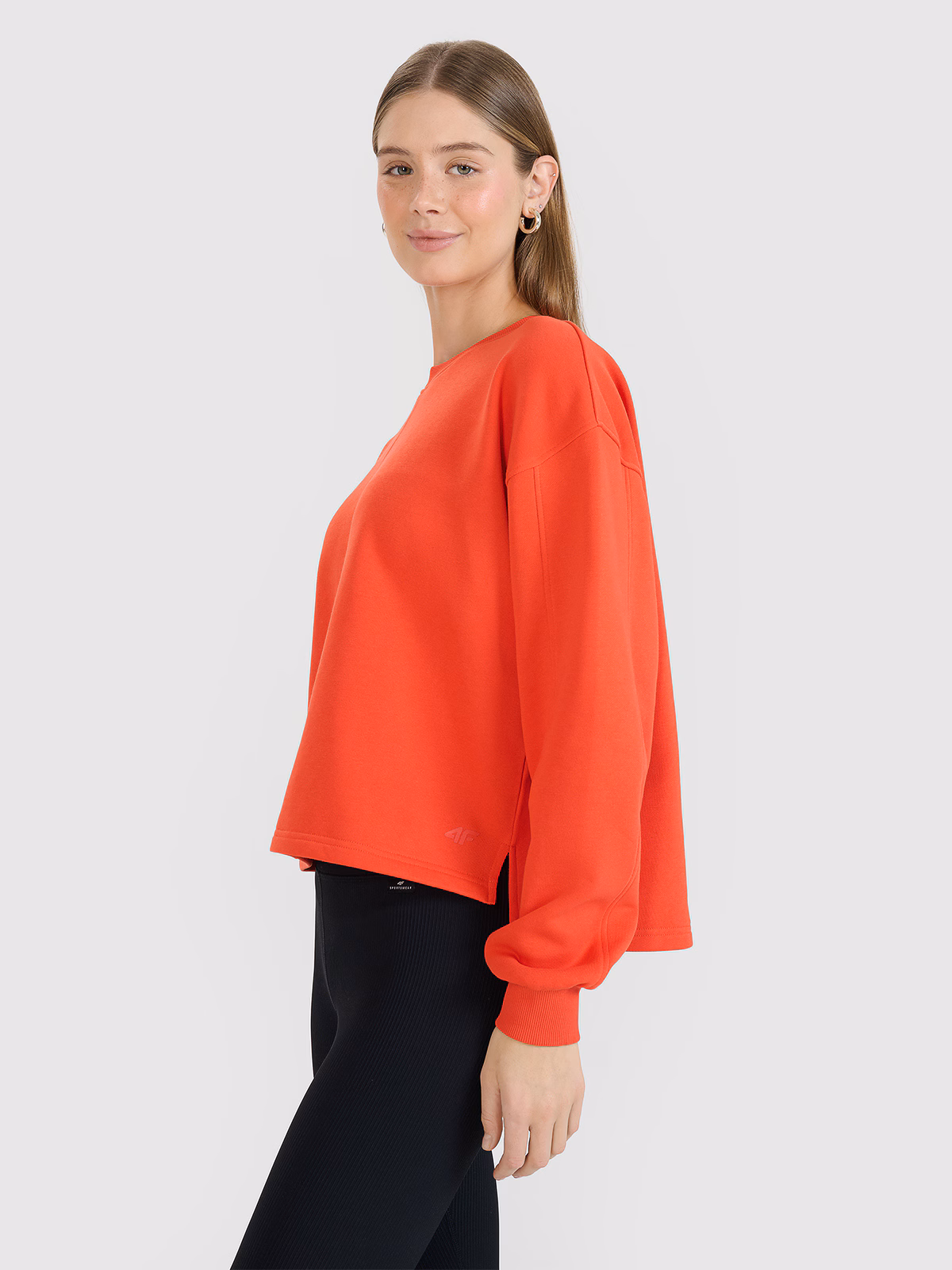 Bluza dresowa oversize nierozpinana bez kaptura damska - biała