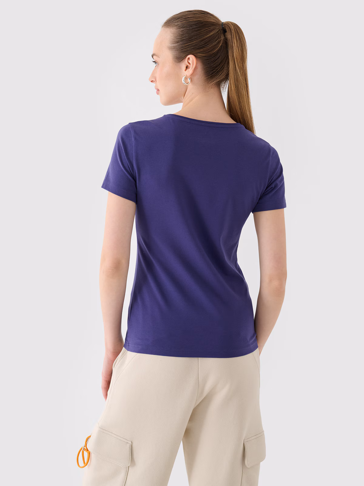 T-shirt slim gładki damski - czerwony