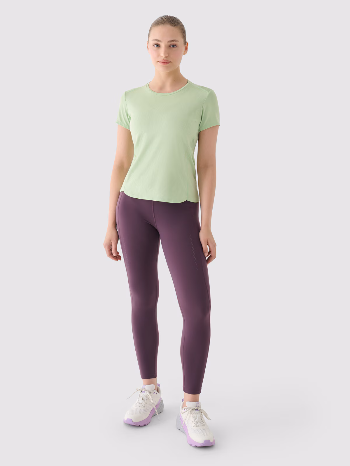 Legginsy do biegania z wysokim stanem damskie - fioletowe
