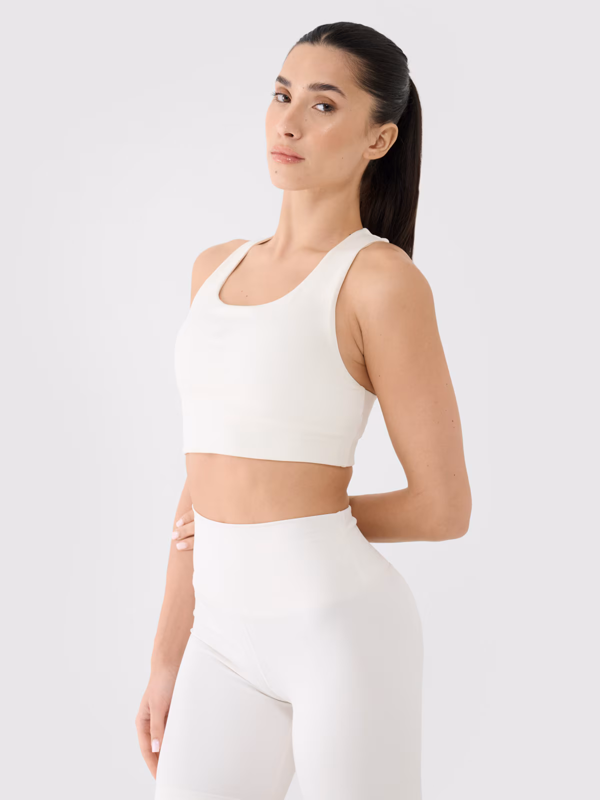 Biustonosz treningowy z niskim wsparciem damski - biały