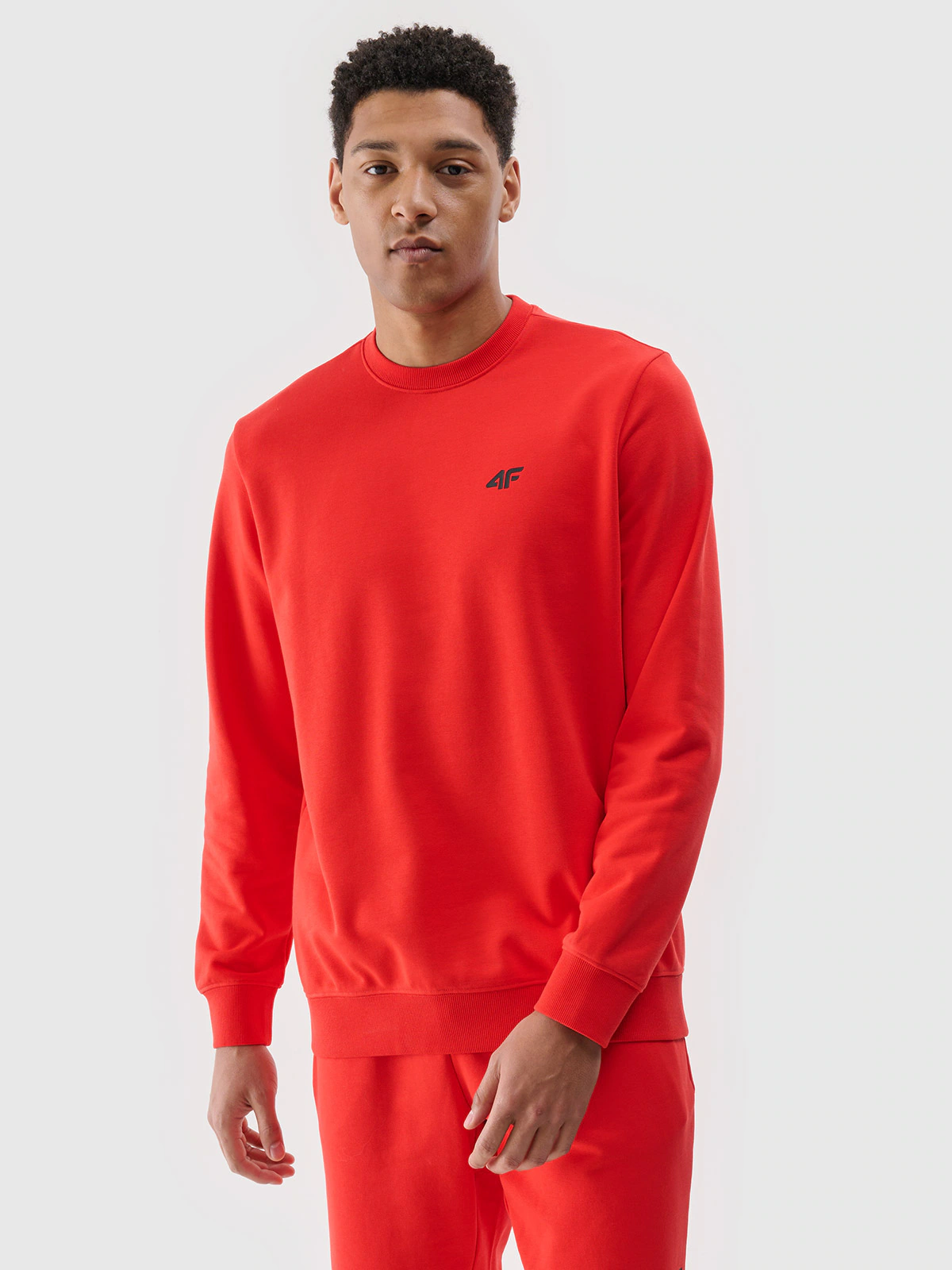 Bluza dresowa nierozpinana bez kaptura męska - czerwona