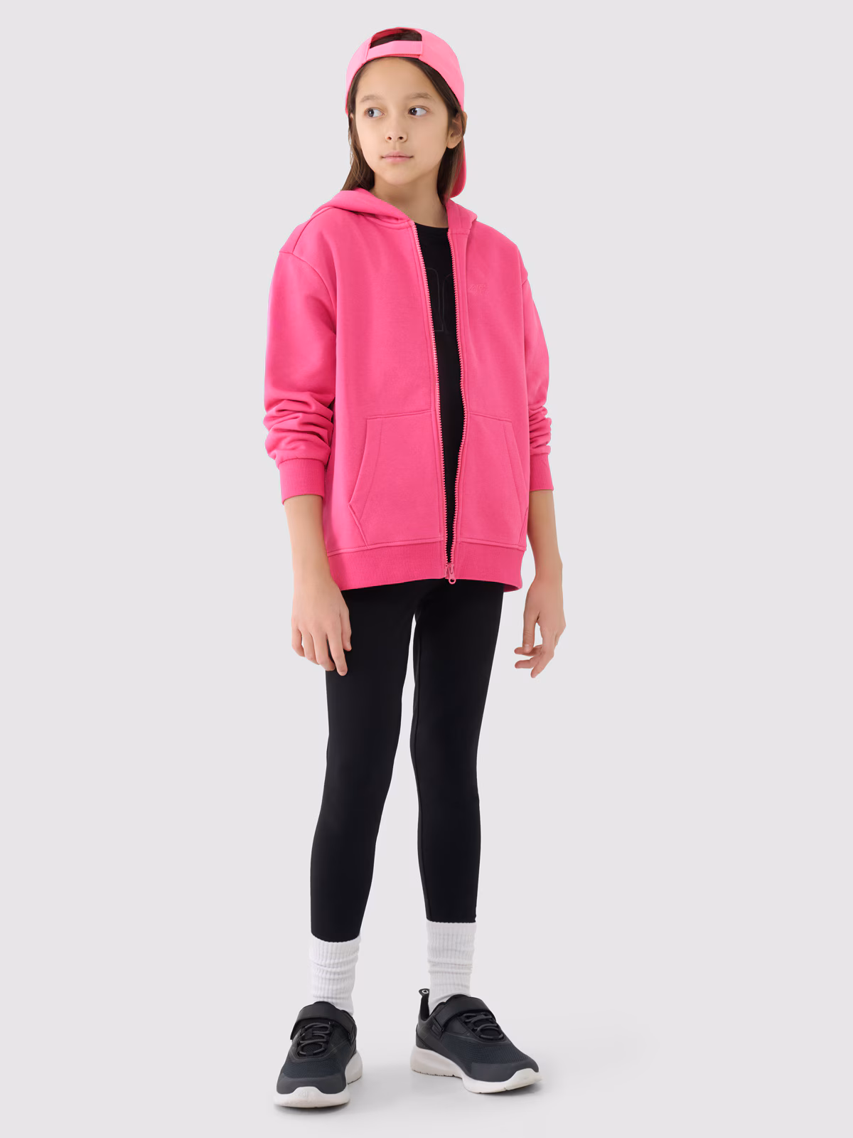 Bluza dresowa rozpinana z kapturem dziewczęca - fioletowa