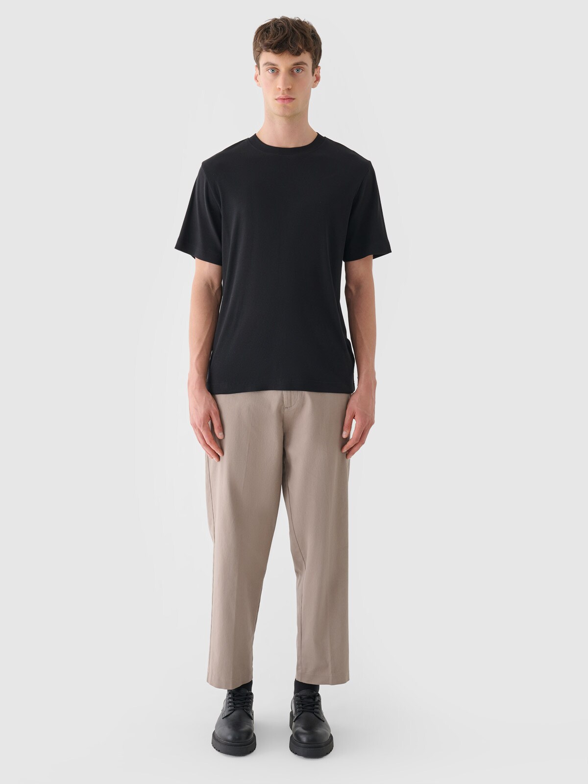 T-shirt z prążkowanej dzianiny męski Outhorn - biały