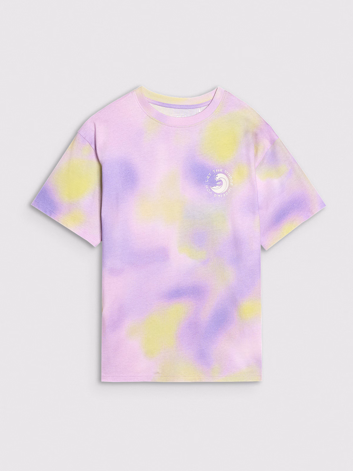 T-shirt oversize z nadrukiem dziewczęcy - fioletowy