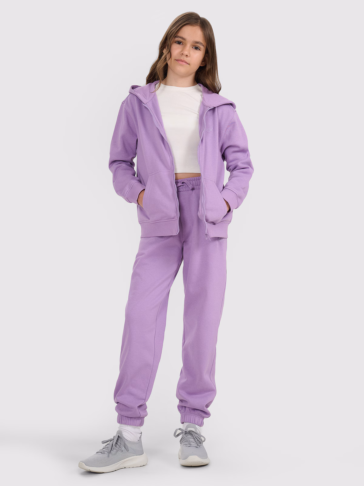 Bluza dresowa rozpinana z kapturem dziewczęca - fioletowa