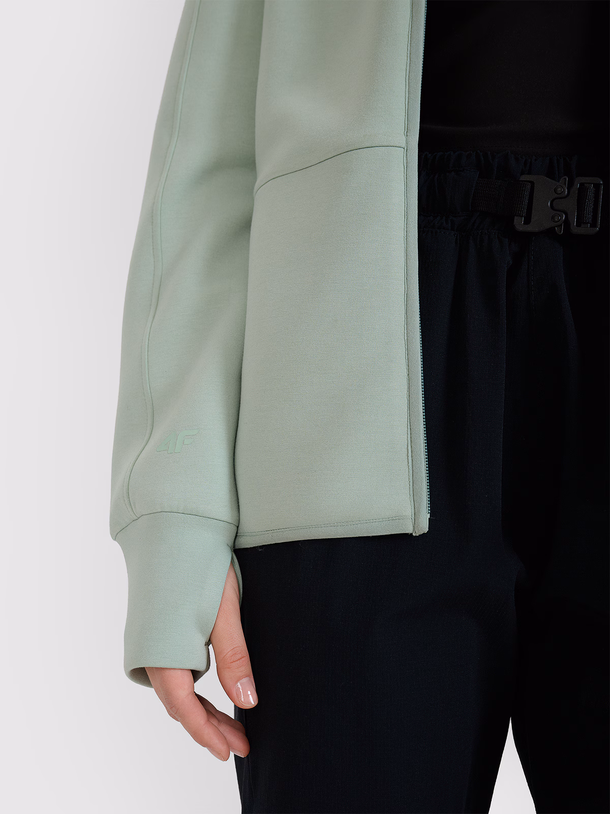 Bluza dresowa rozpinana z kapturem damska - miętowa