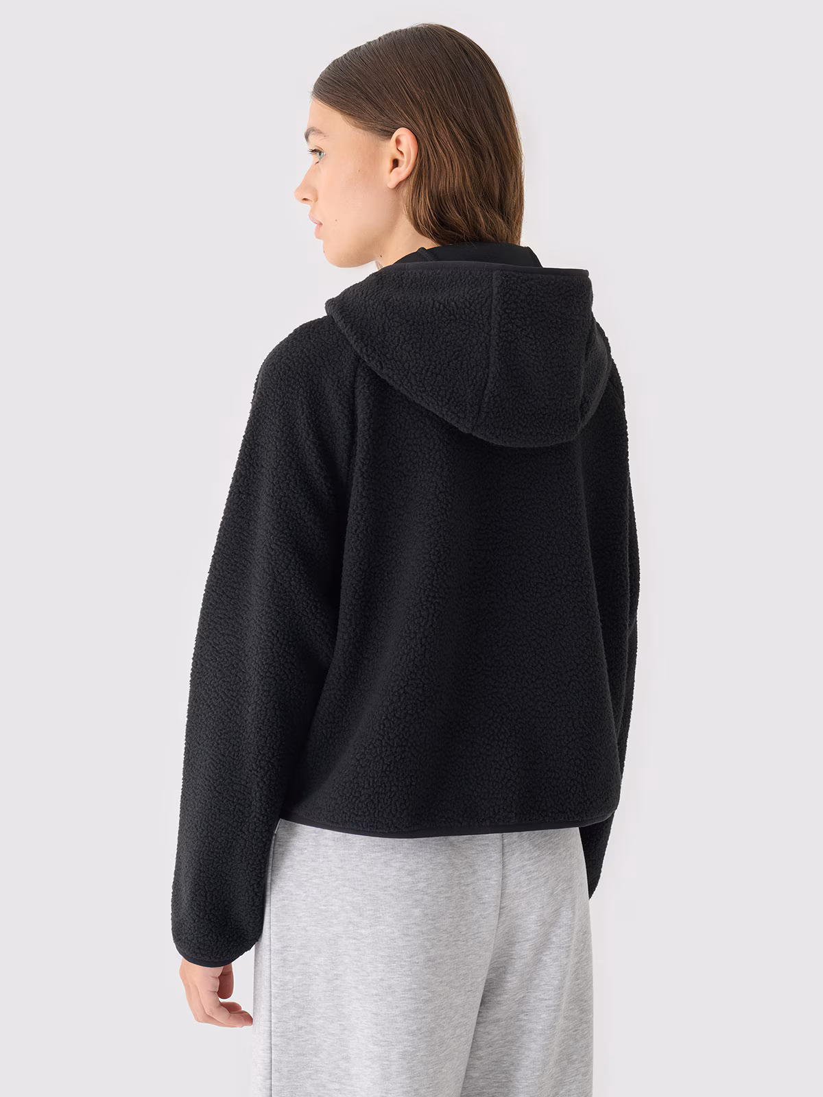 Polar sherpa z kapturem damski - czarny