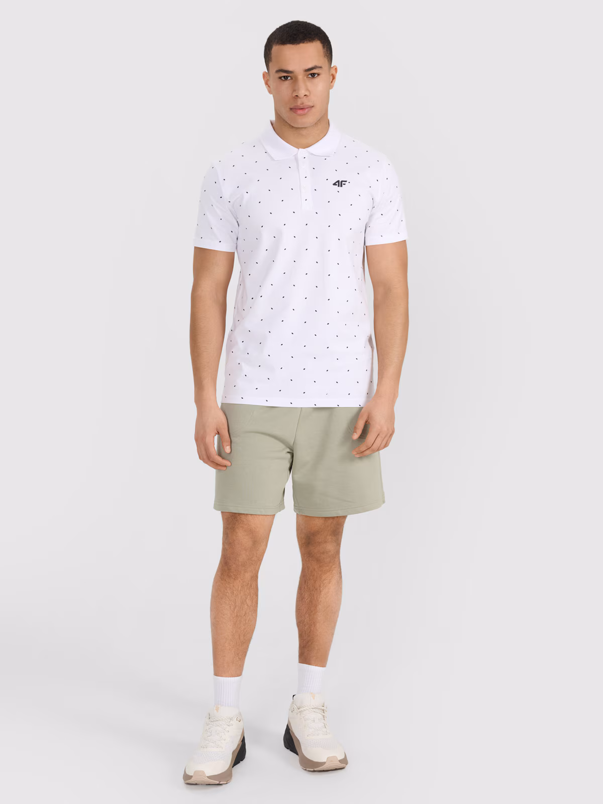 Koszulka polo regular z nadrukiem męska - biała