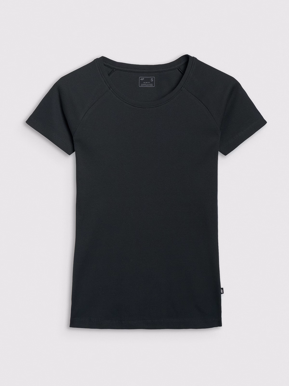 T-shirt regular z prążkowanej dzianiny damski - żółty