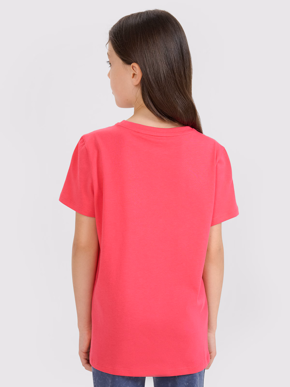 T-shirt regular gładki dziewczęcy - szary