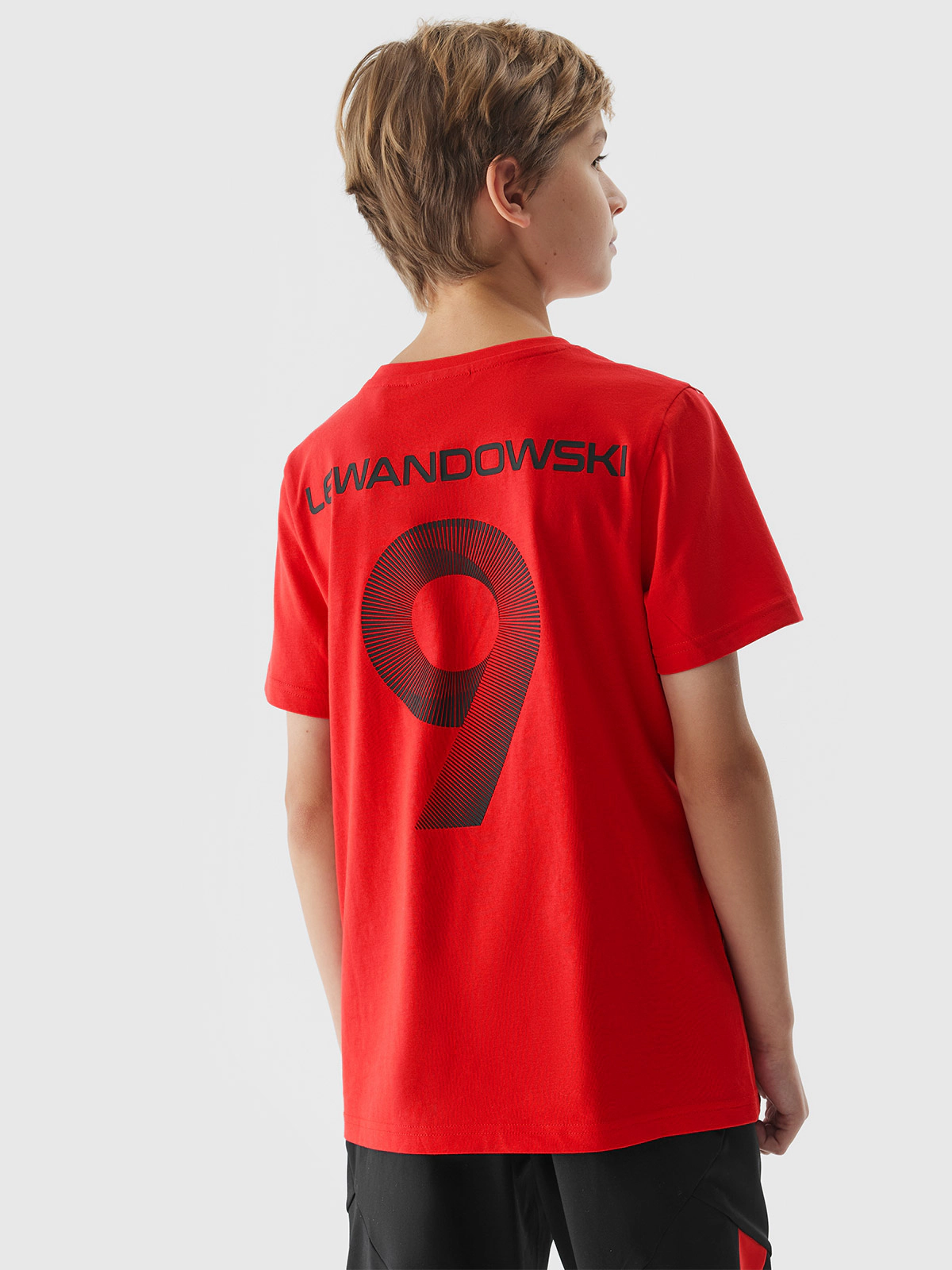 T-shirt z nadrukiem dziecięcy 4F x Robert Lewandowski - biały