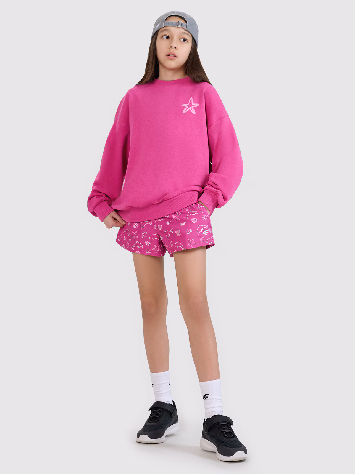 Bluza dresowa nierozpinana bez kaptura dziewczęca - różowa