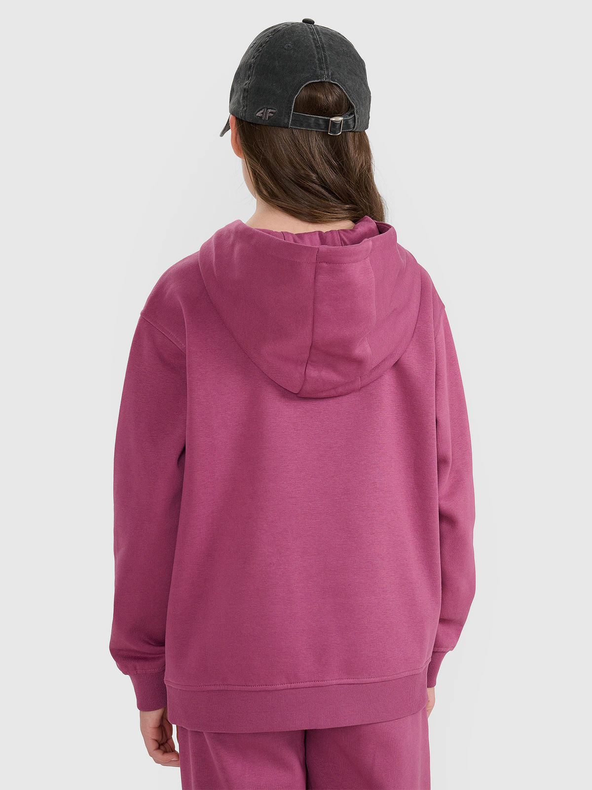 Bluza dresowa nierozpinana z kapturem dziewczęca - fioletowa