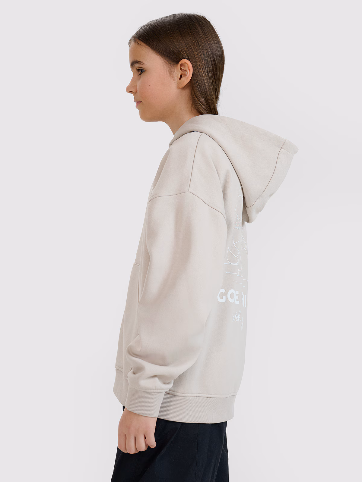 Bluza dresowa rozpinana z kapturem dziewczęca - beżowa