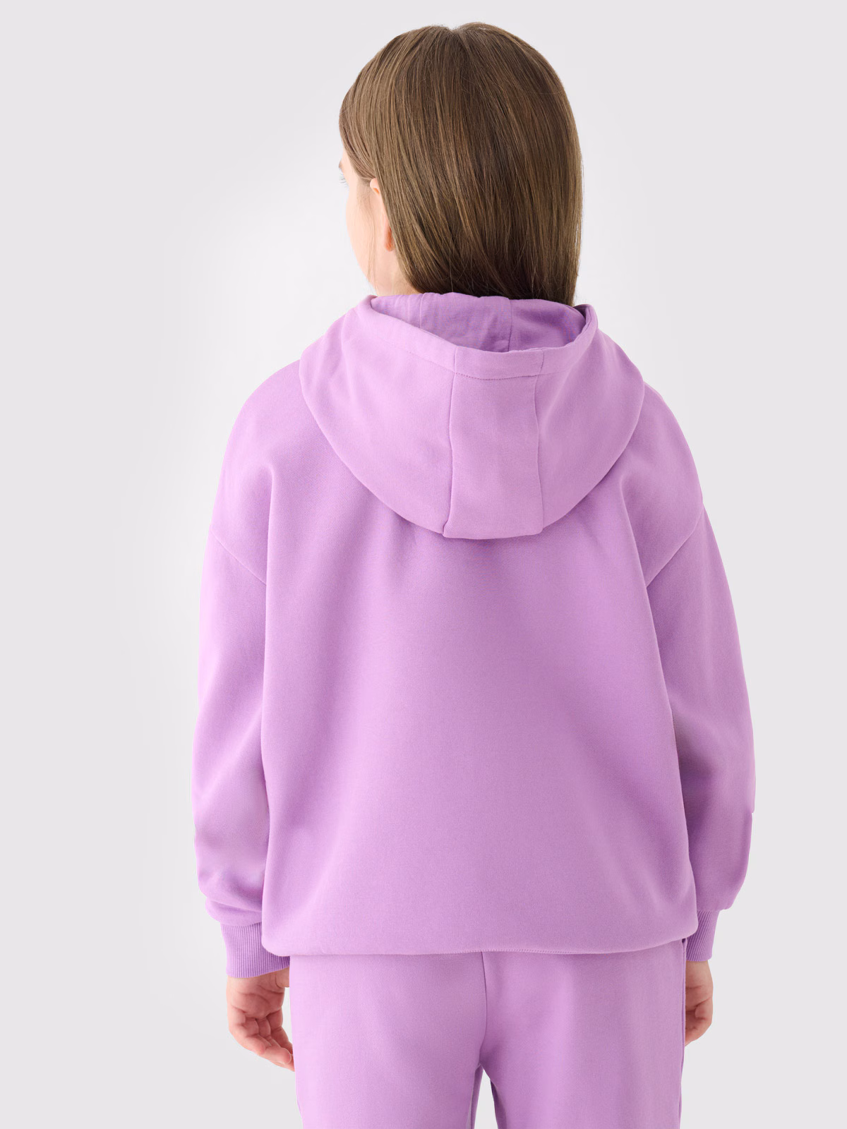 Bluza dresowa nierozpinana z kapturem dziewczęca - fioletowa