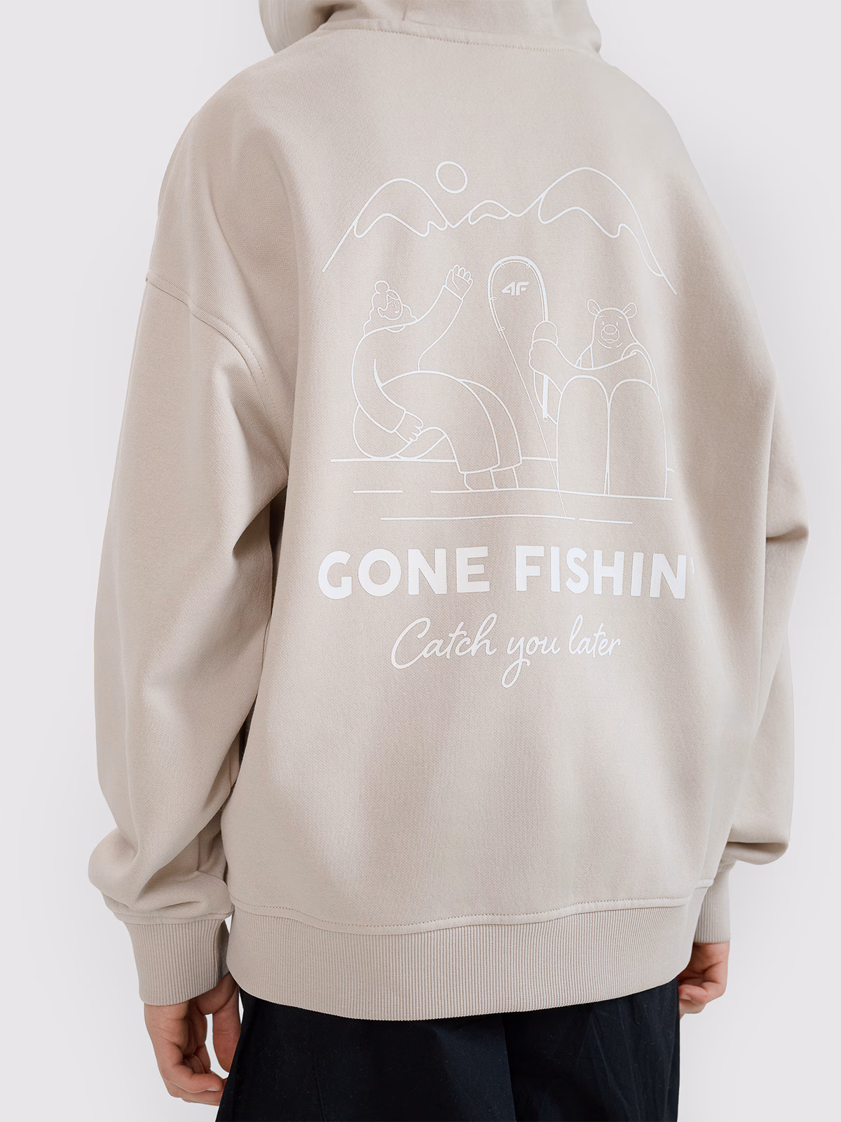 Bluza dresowa rozpinana z kapturem dziewczęca - beżowa