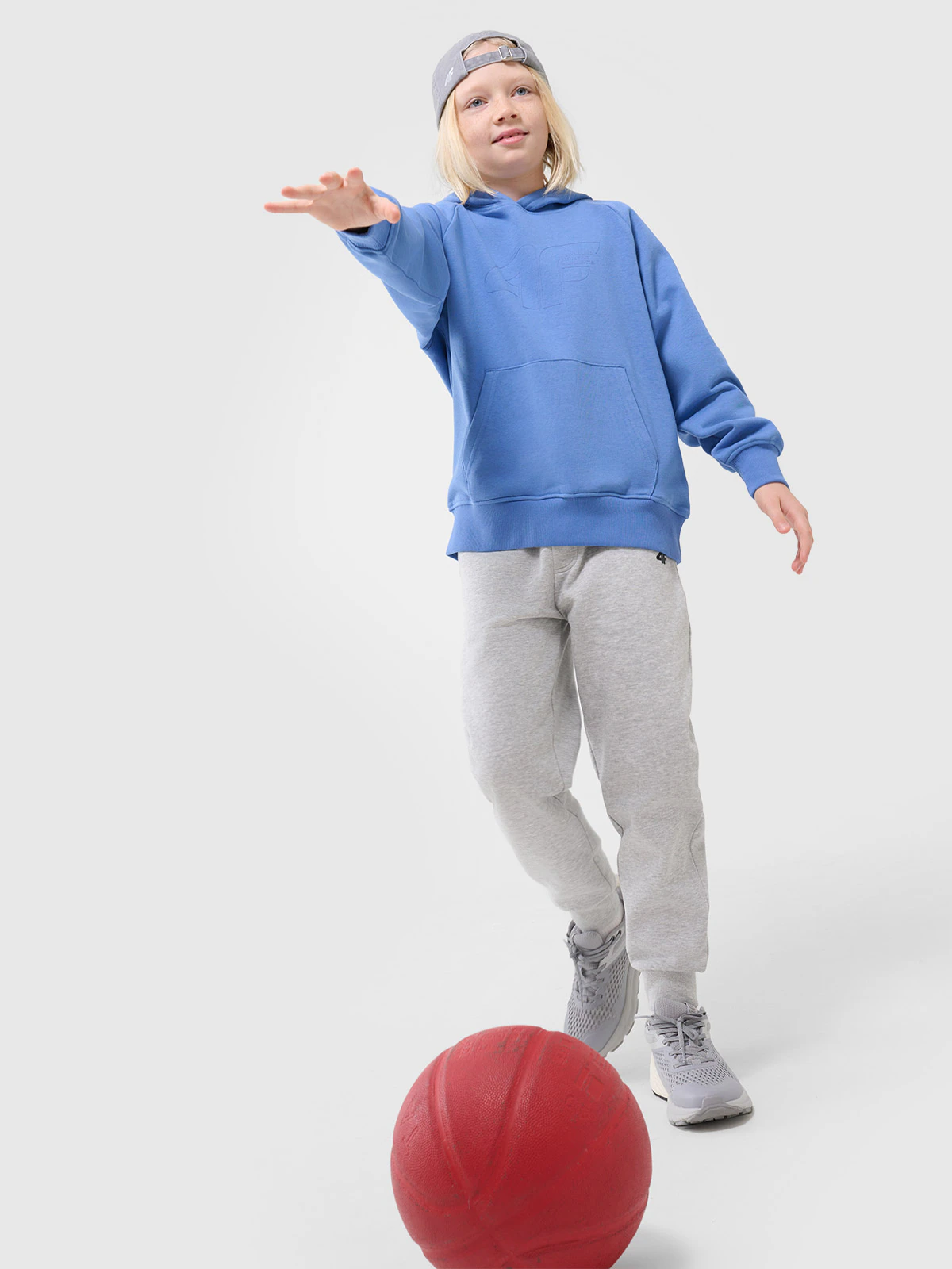 Bluza dresowa nierozpinana z kapturem chłopięca - pomarańczowa