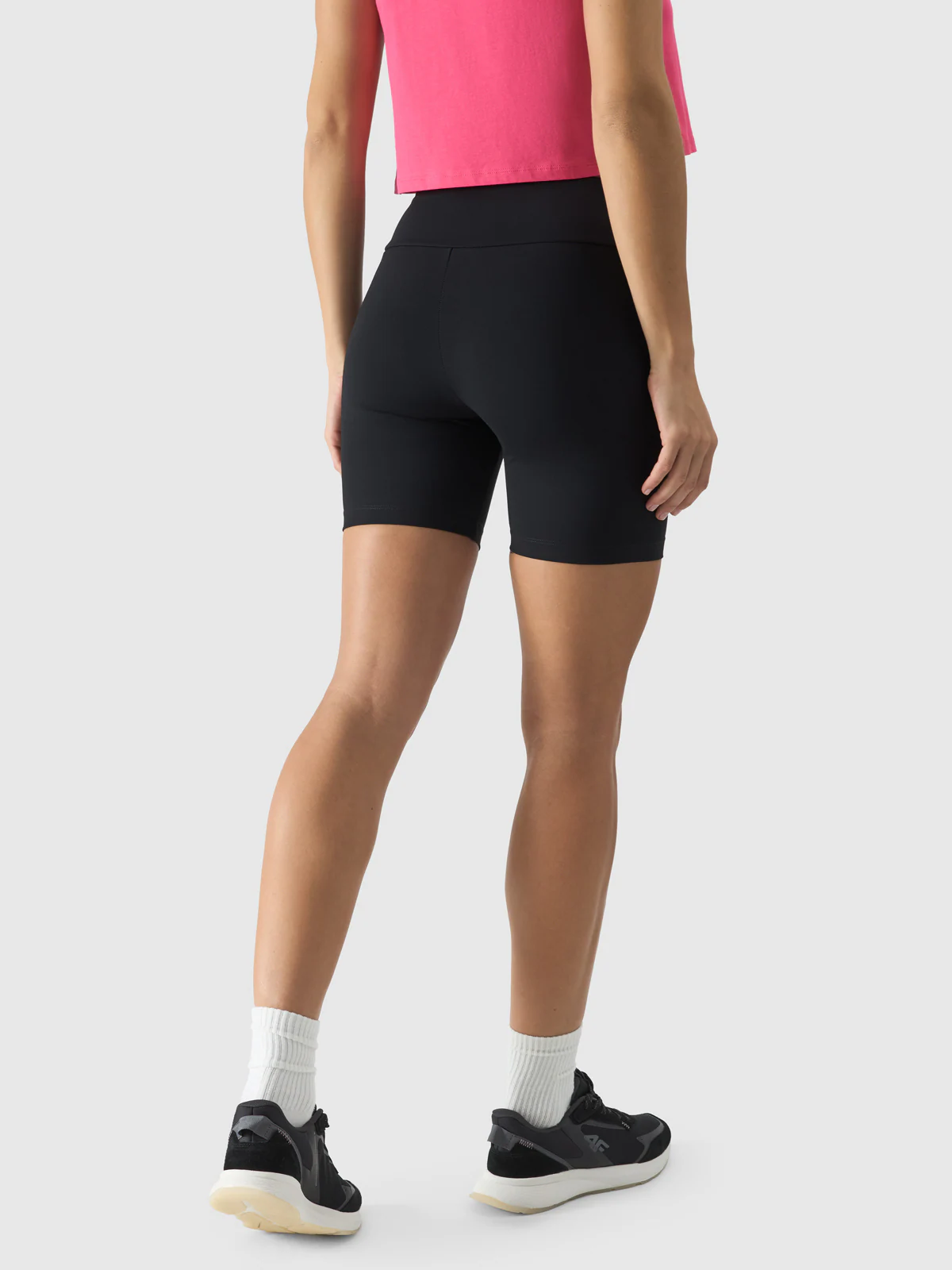 Legginsy krótkie z wysokim stanem damskie - czarne