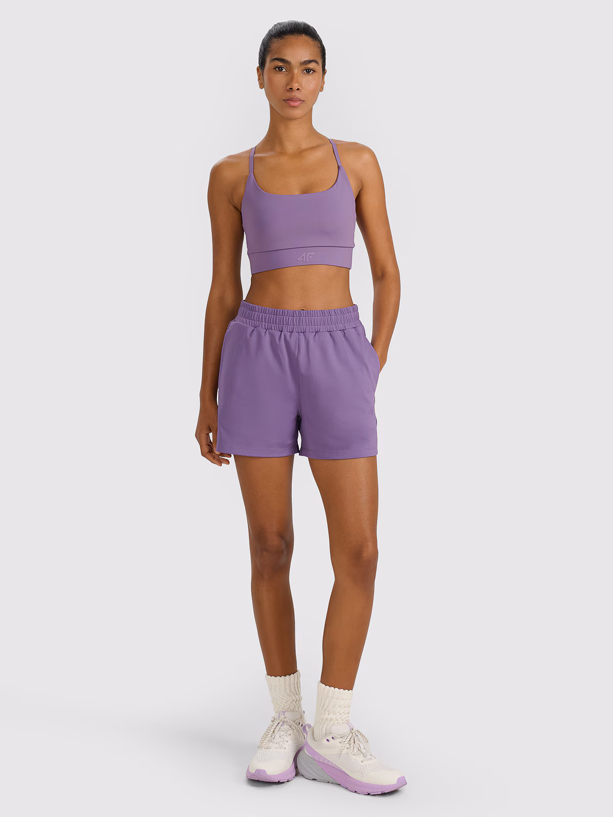 Spodenki treningowe szybkoschnące damskie - fioletowe