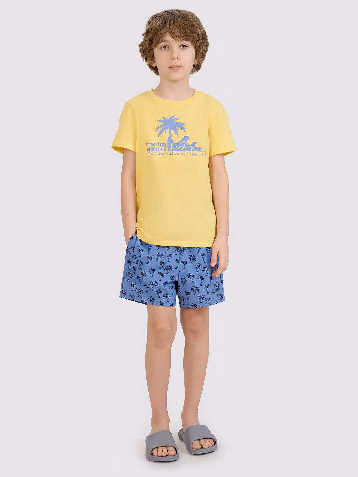 Spodenki plażowe boardshorty chłopięce - granatowe