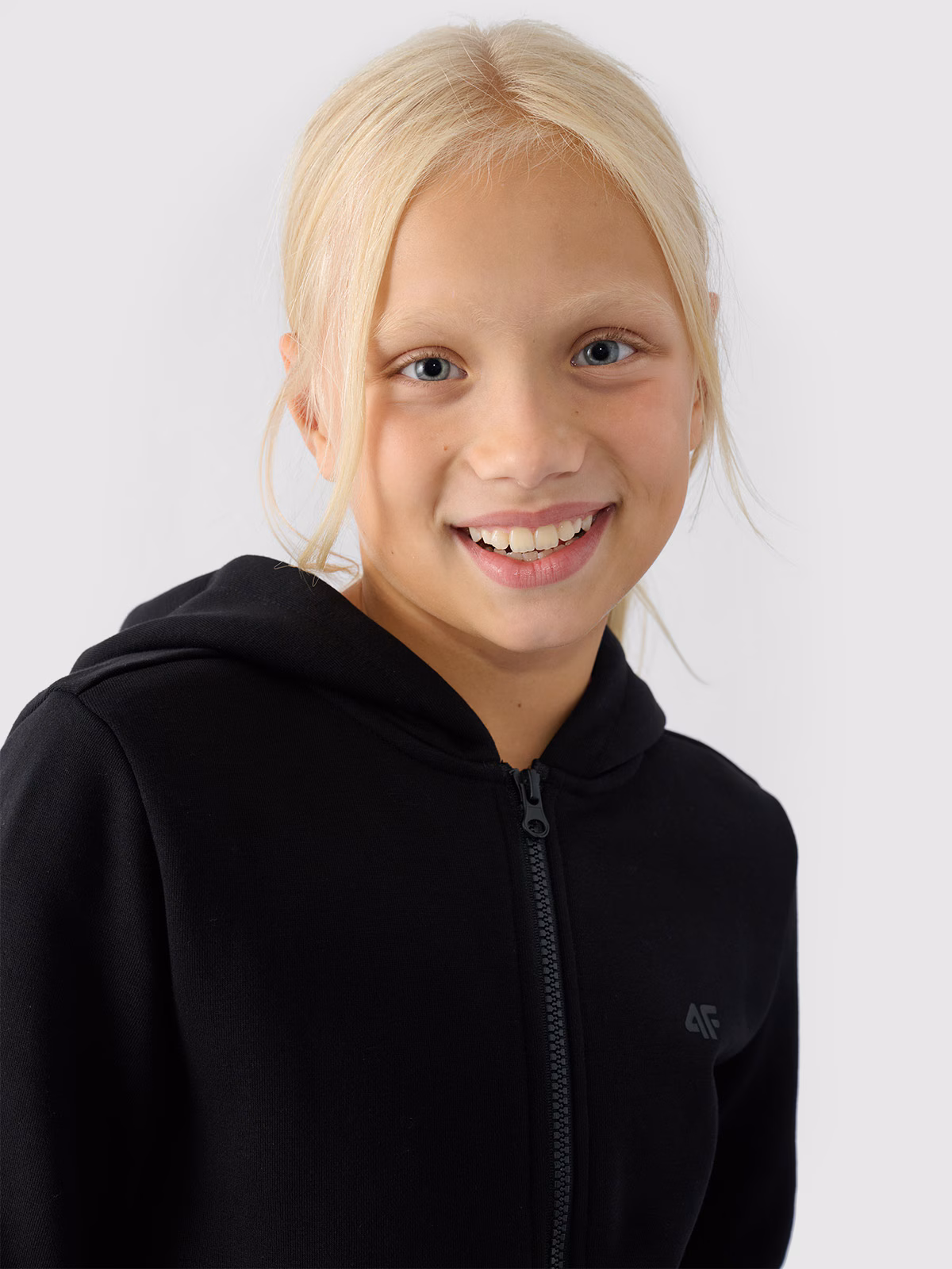 Bluza dresowa rozpinana z kapturem dziewczęca - pudrowy róż