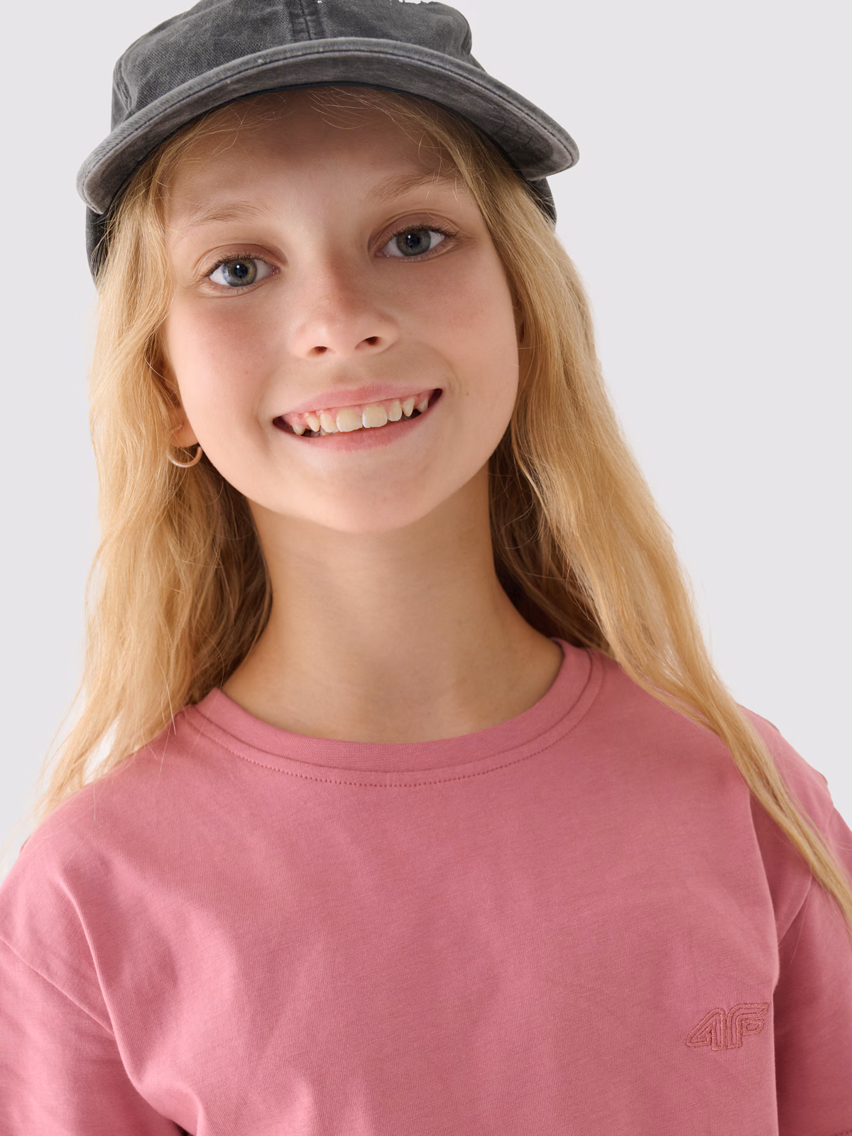 T-shirt gładki dziewczęcy - fioletowy